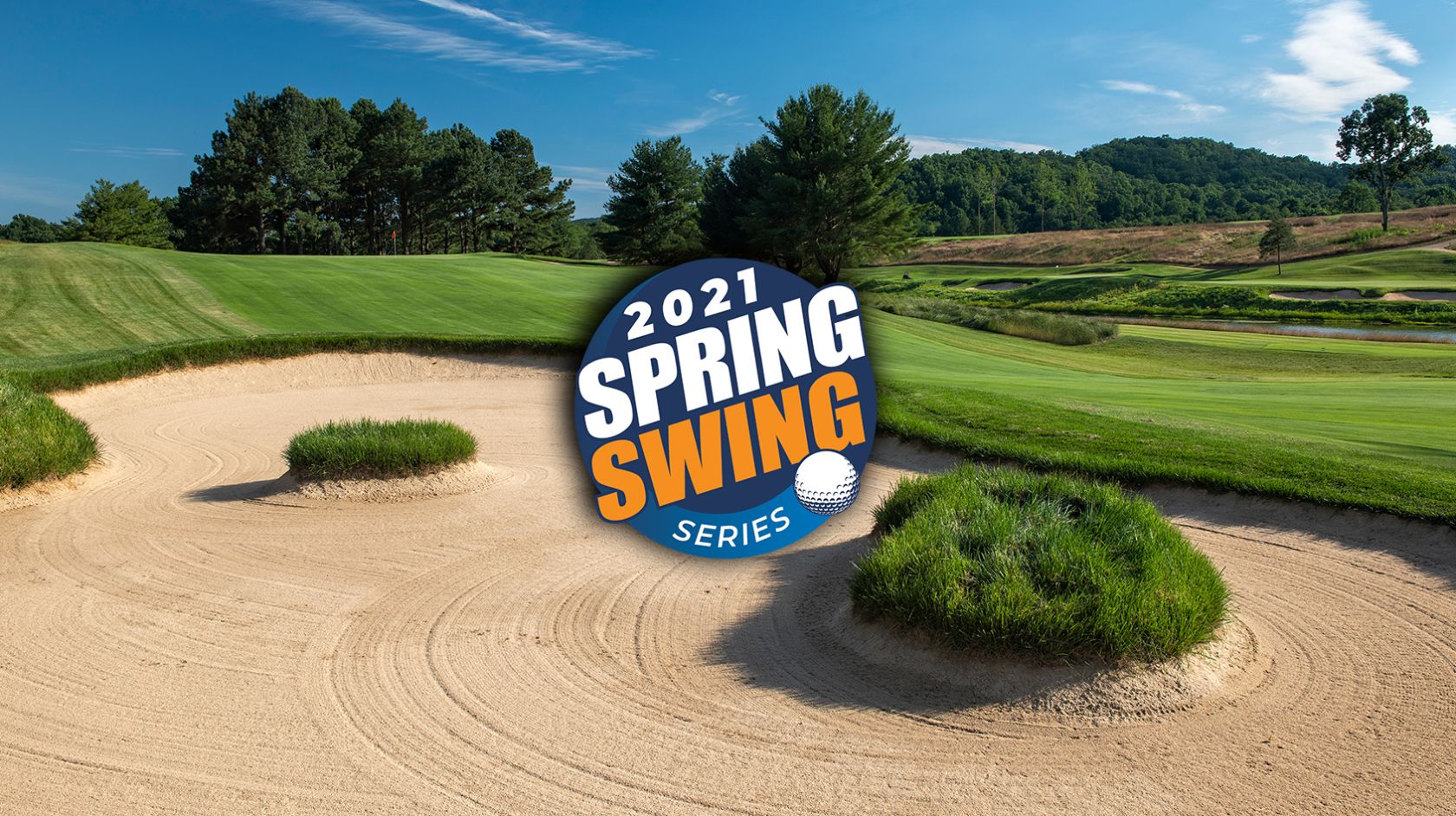 spring swing header graphic with golf course picture
